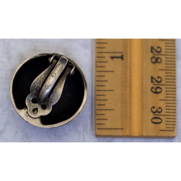 Vintage Silver Tone Clip On Geometric Clip On Earrings by Ellen Designs - CE1 - Picture 2 of 2